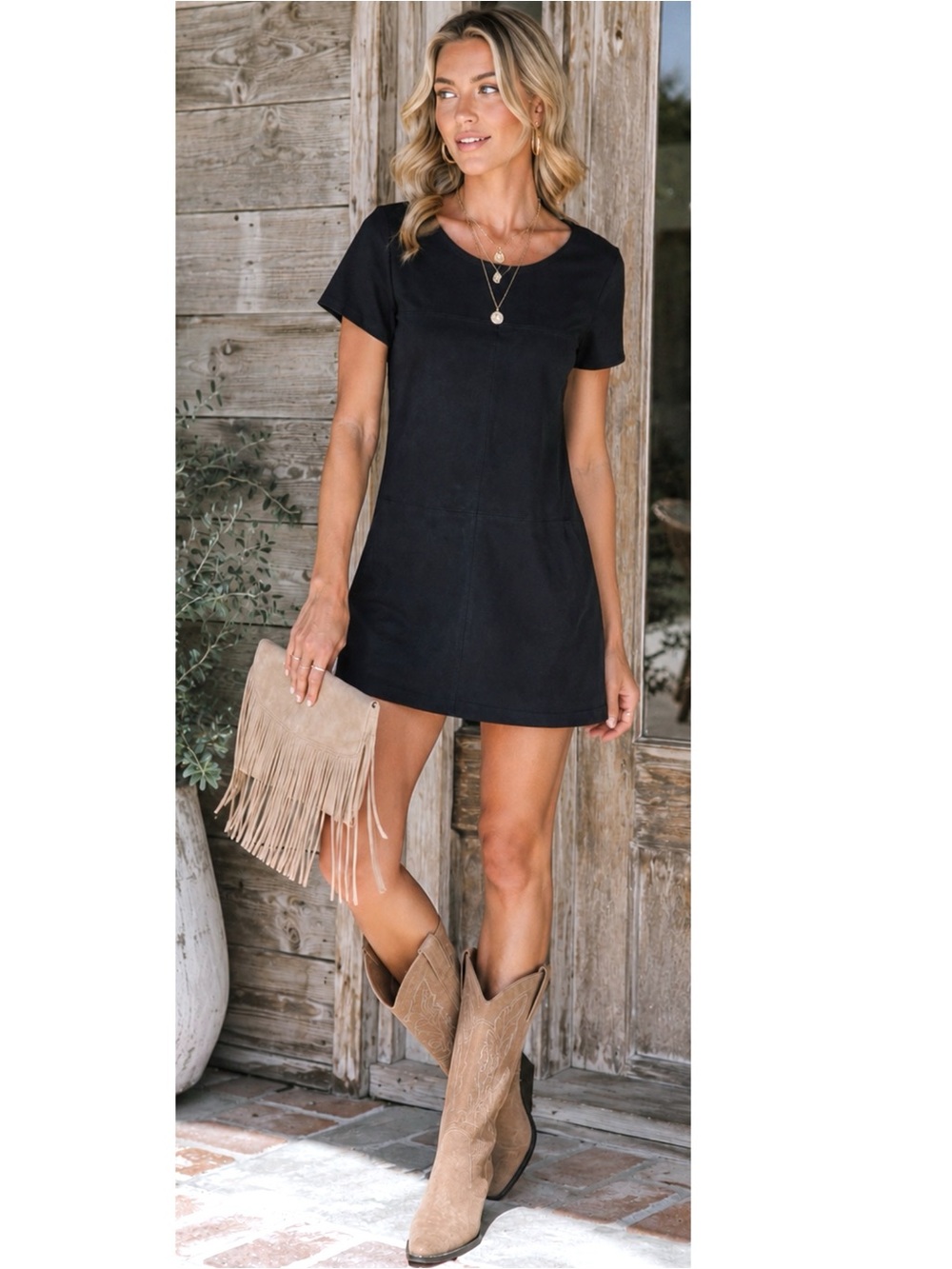 Mackenzie & Me Navy Faux Suede Short Sleeve Dress Womens Size Medium Made in USA